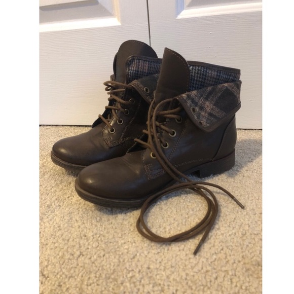 Plaid Lined Brown Boots - Picture 1 of 2